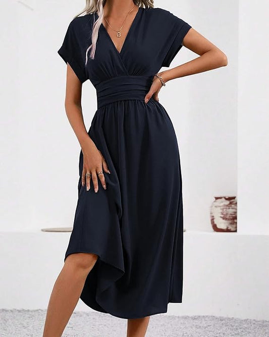 Laura | Vestido elegancia con escote en V - rosa melano