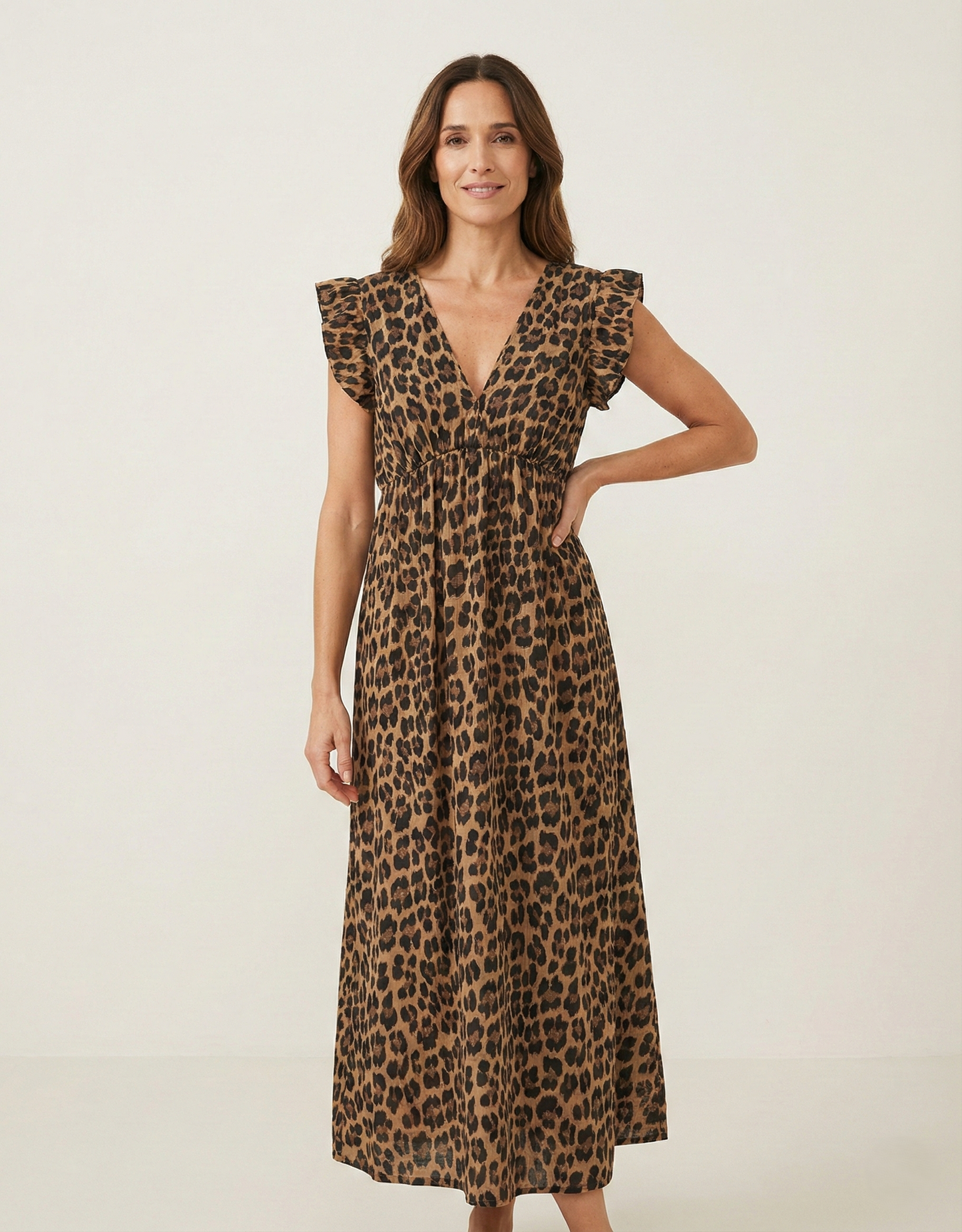Mari Carmen | Vestido largo de leopardo con escote en la espalda - rosa melano